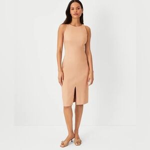 Ann Taylor Elegant Tan Sleeveless Midi Dress